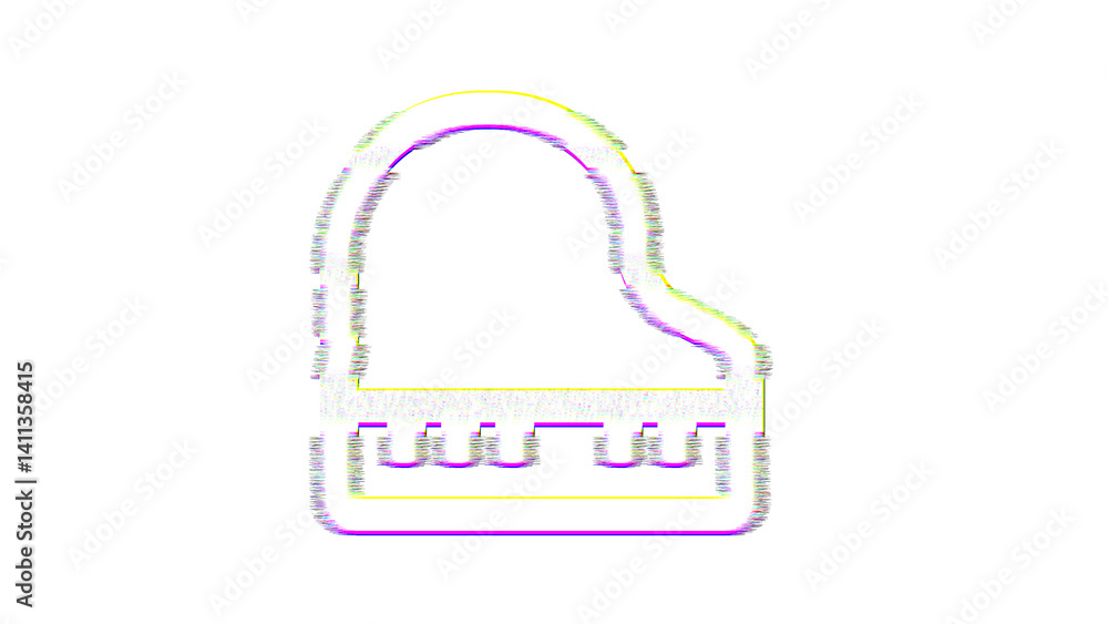 Icon piano is distorted. Glitch. Noise, chromatic aberration, geometric distortion Icon piano is distorted. Glitch. Noise, chromatic aberration, geometric distortion
