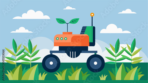 Doubling as a fertilizer and herbicide applicator an autonomous weeding robot not only removes weeds but also promotes healthy growth of crops making it a true allinone. Vector illustration