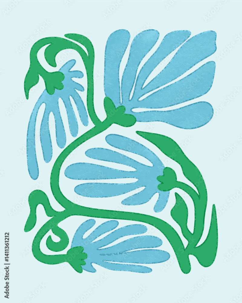 Fototapeta premium AESTHETIC BLOOMING FLOWER DIGITAL ILLUSTRATION