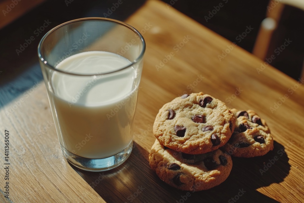 Milk and Cookies on Table Milk and Cookies on Table