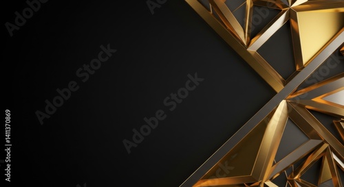 Abstract Gold and Black Geometric Triangles Pattern Background Design Wallpaper
