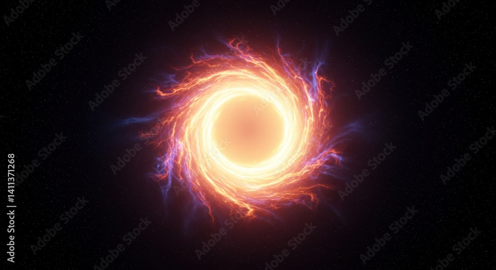 Fototapeta premium Fiery Cosmic Vortex: A Glowing Nebula in Deep Space