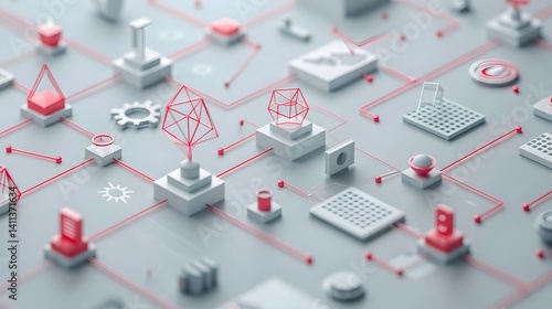 Digital Network Abstract: A modern composition showcasing a dynamic digital network with interconnected elements, offering a glimpse into the complex world of technology and data transfer.