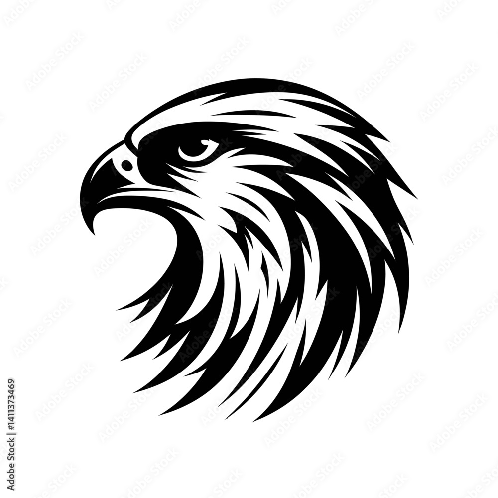 Obraz premium Falcon head silhouette vector, aerodynamic shape, white background (3) [Converted]
