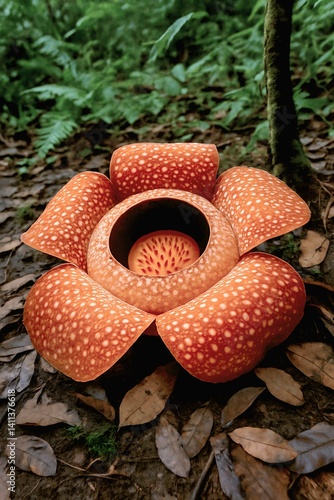 Rafflesia Arnoldii Flower Blooms in Tropical Forest