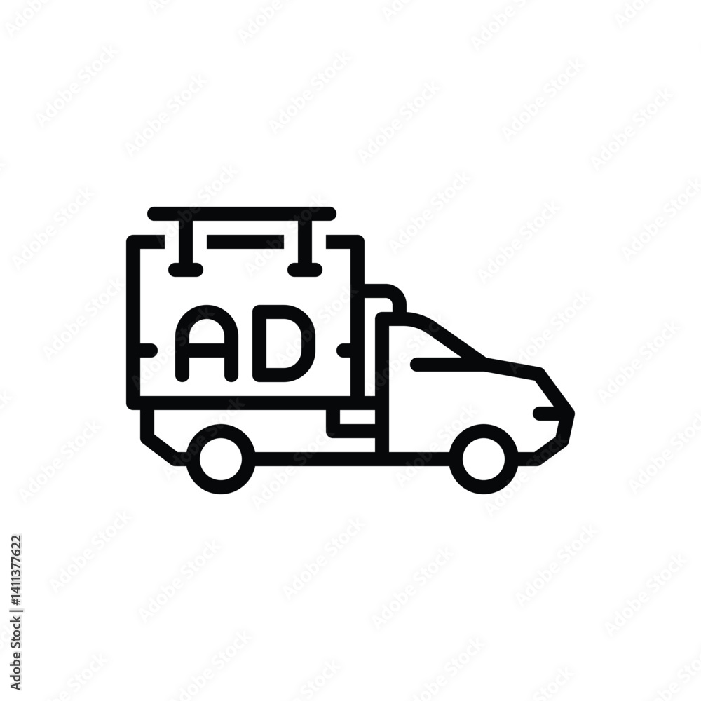 Black line icon for advertising on transport Black line icon for advertising on transport
