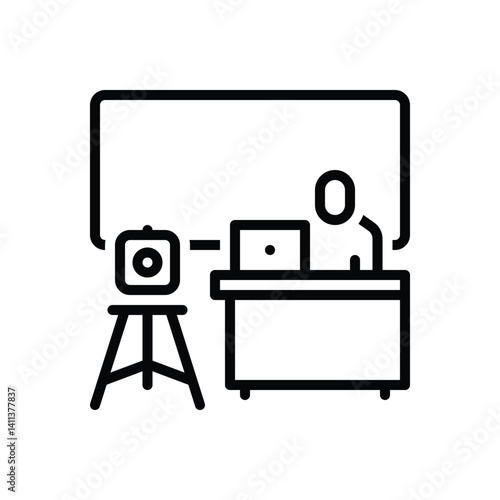 Black line icon for broadcasting
