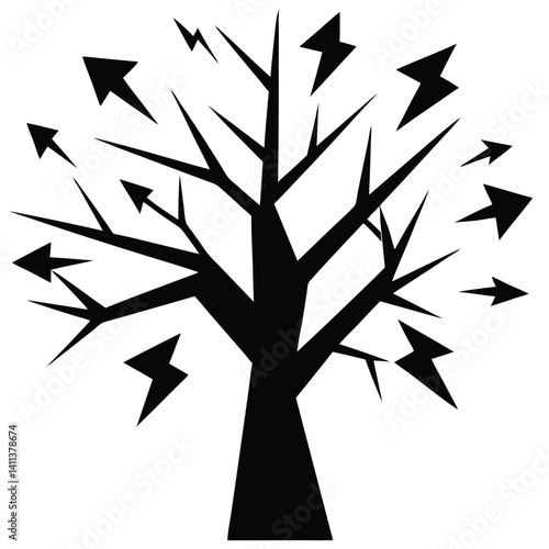 Black Tree with Arrows and Lightning Storm Weather