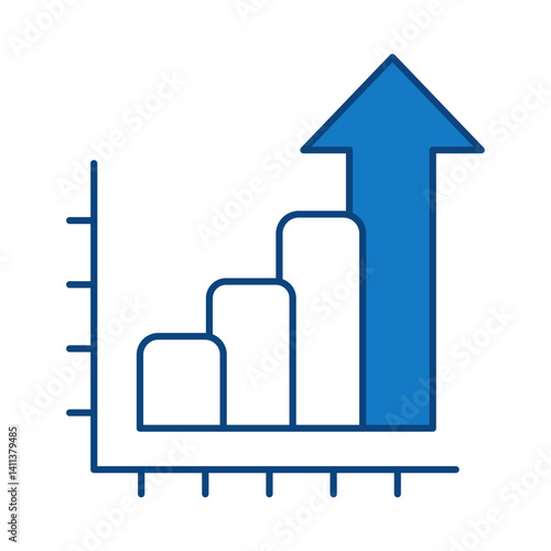 Analysis Blue Line Icon. Startup, Success, Growth Editable Stroke Vector Illustration