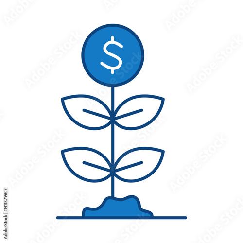 Growth Blue Line Icon. Startup, Success, Growth Editable Stroke Vector Illustration