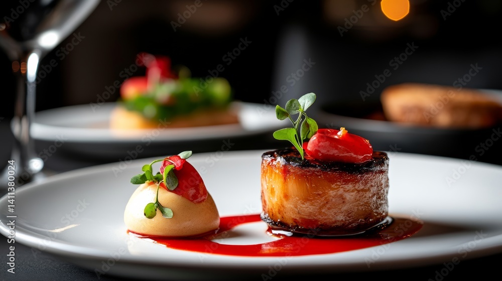 A comparison of foie gras serving styles in French versus modern cuisine, innovative plating, A comparison of foie gras serving styles in French versus modern cuisine, innovative plating,