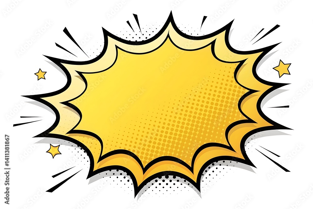 Dynamic Comic-Style Speech Bubble – Bold Yellow Pop Art Design Dynamic Comic-Style Speech Bubble – Bold Yellow Pop Art Design