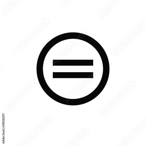Equals Symbol Centered In A Circle Black And White Illustration