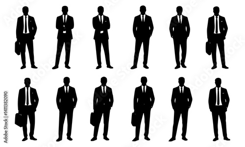 Businessman Silhouettes Set - Man Vector Collection on Isolated Background
