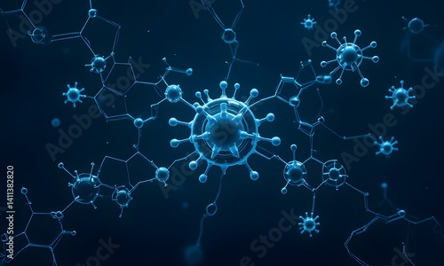 Abstract animation of molecules and viruses.