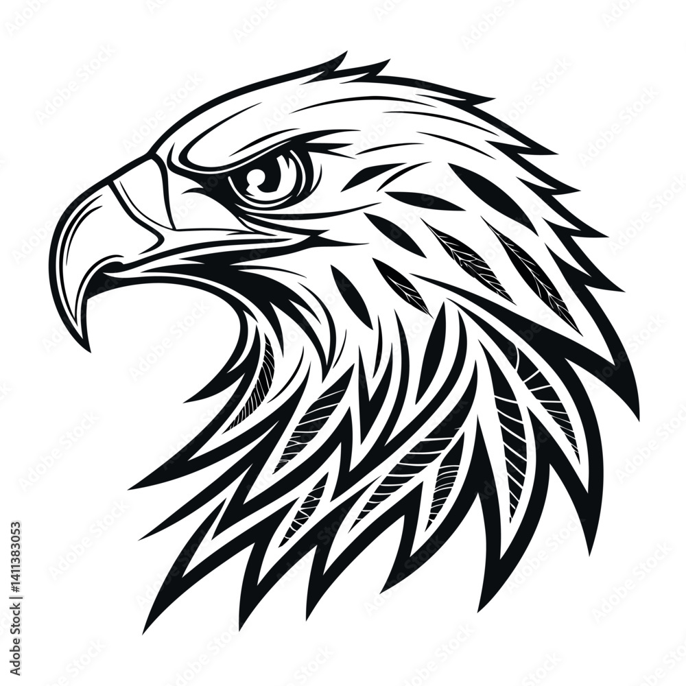 Obraz premium Black and white eagle head illustration
