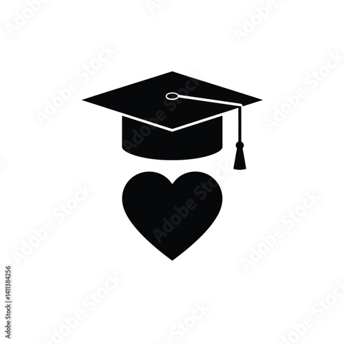 Wallpaper Mural Graduation Cap With Heart Silhouette Symbolizing Love For Education And Academic Success Torontodigital.ca