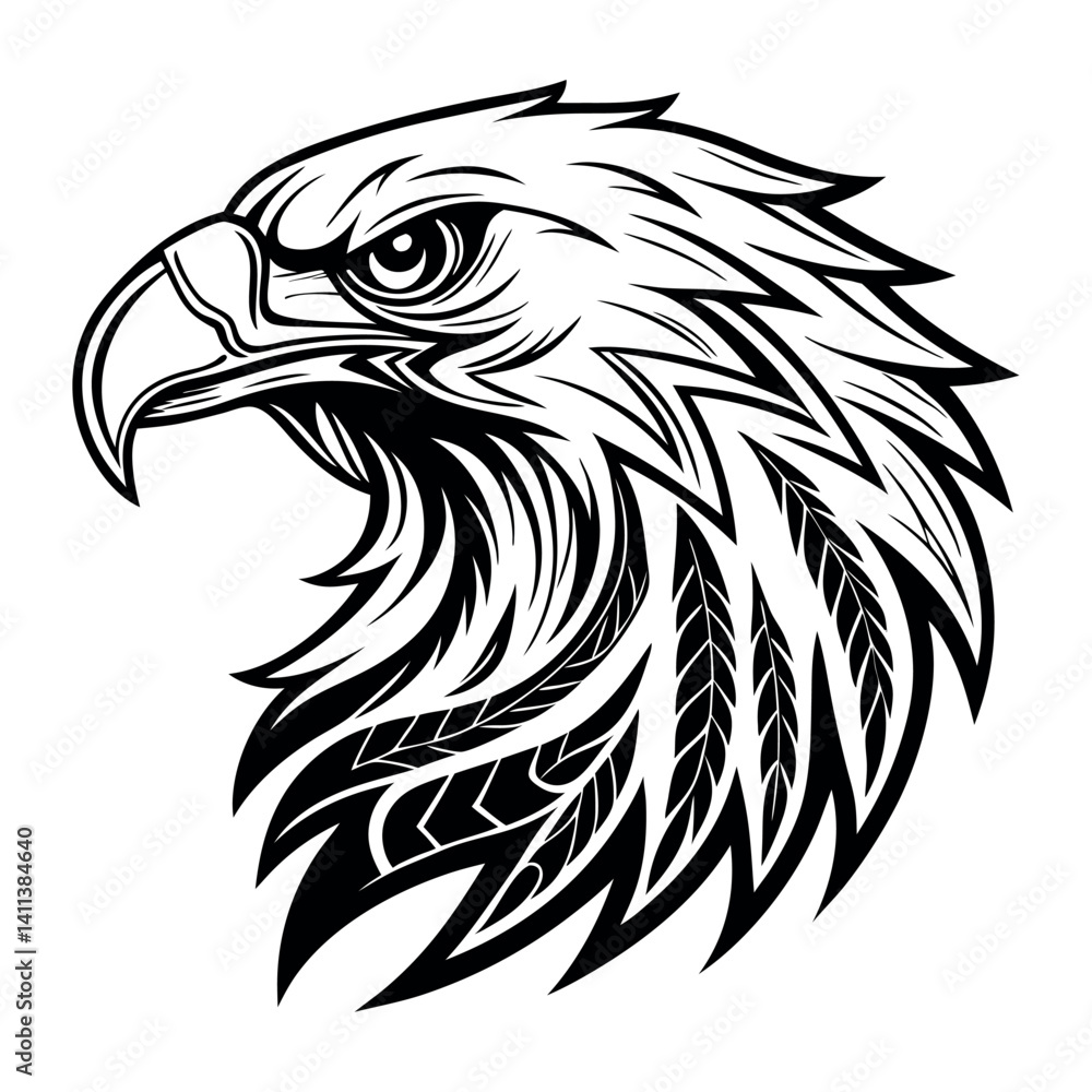 Obraz premium Black and white eagle head illustration