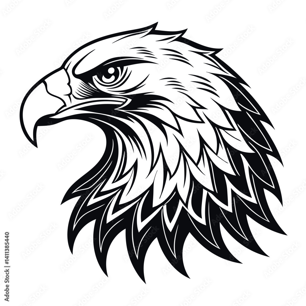 Obraz premium Black and white eagle head illustration