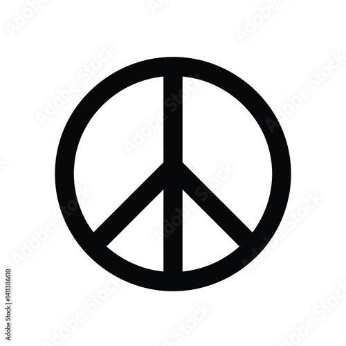 Vector Illustration Of Peace Symbol Sign In Black And White Minimalist Design