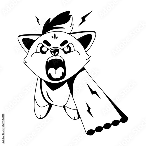 Angry pup illustration in glyph style 
