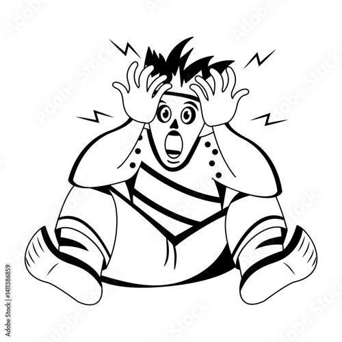 A glyph style illustration of amazed character 
