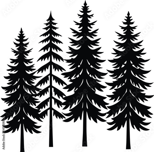 Unique Pine Tree Silhouette Vectors – Clean Minimalist Designs for Tracing