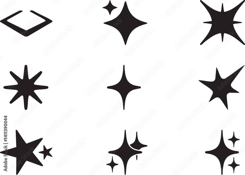 Obraz premium Sparkling Star Icons Set Graphic Design Elements for Projects