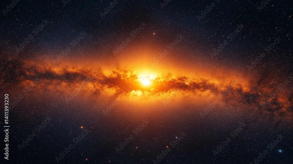 Obraz premium Bright Milky Way core with surrounding stars in dark space no distractions,generative ai illustration