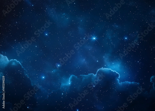 Realistic starry sky with constellations on a dark blue background