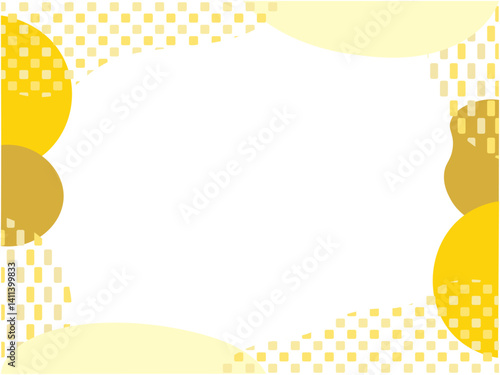 金色の和柄と流体シェイプのポップな囲み背景 横長