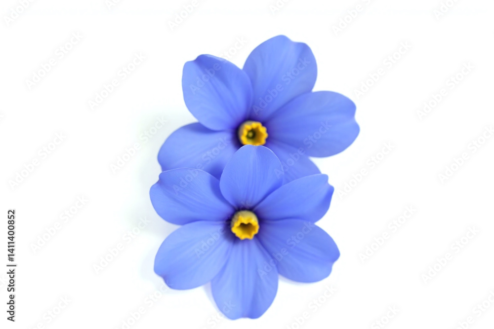 Fototapeta premium three blue flowers on a white background