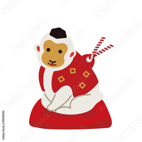 十二支の置物　干支の土鈴のイラスト　申年 2028年
