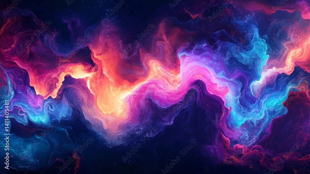 Fototapeta premium Abstract Cosmic Nebula with Vibrant Colors
