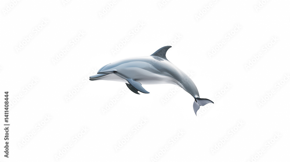 Fototapeta premium a white dolphin on a transparent background, PNG image, PNG file, Generative art.
