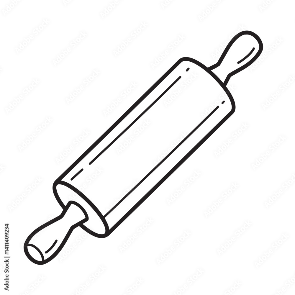 hand drawn vector illustration of a roller Kitchen icon vector coloring page bold black line art Silhouette hand drawn vector illustration of a roller Kitchen icon vector coloring page bold black line art Silhouette