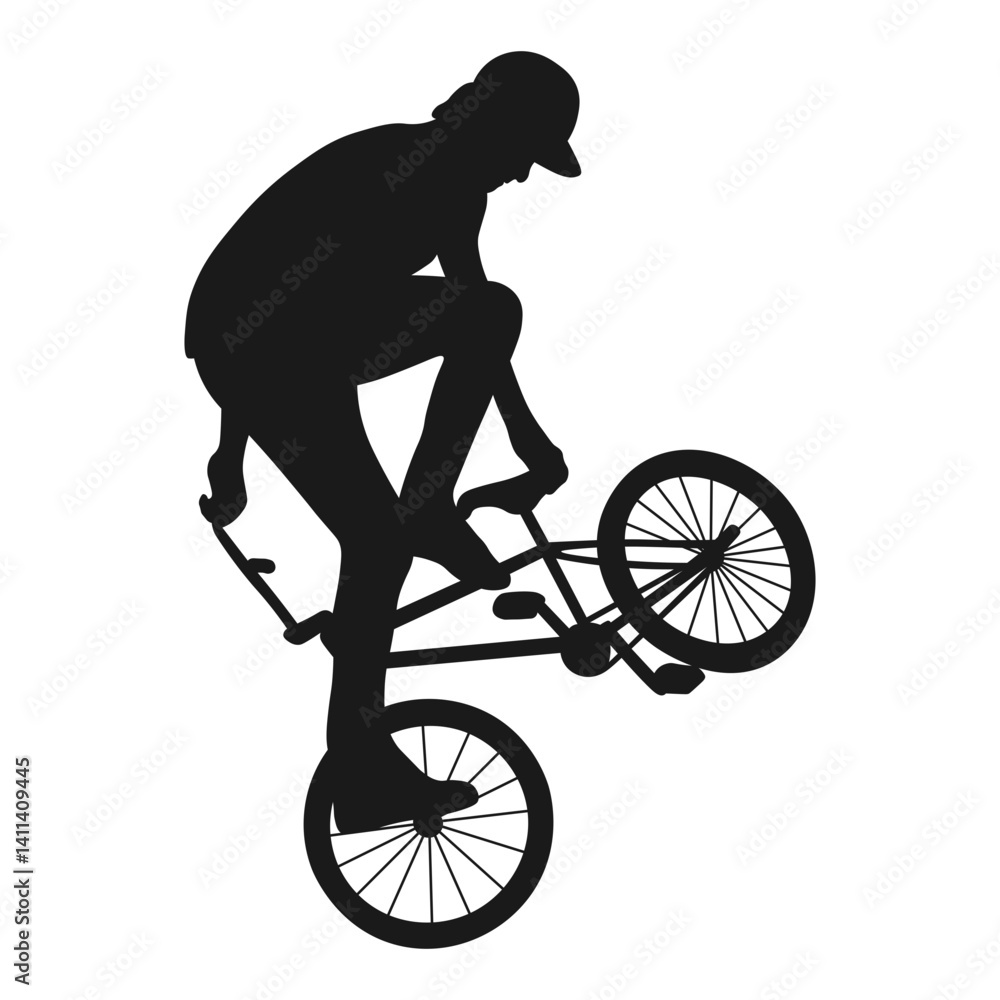 Naklejka premium Freestyle Bmx Silhouette. Isolated on White Background.