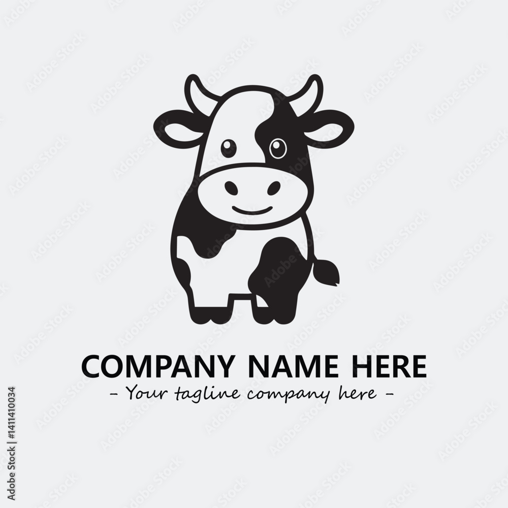 Cow illustration black and white for logo company vector image
Cow illustration black and white for logo company vector image