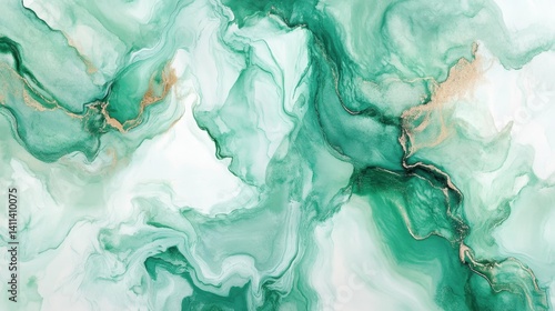 Wallpaper Mural A vibrant abstract painting featuring swirling shades of green and shimmering gold accents. The dynamic brushstrokes create a sense of movement, evoking a feeling of tranquility and energy. Torontodigital.ca