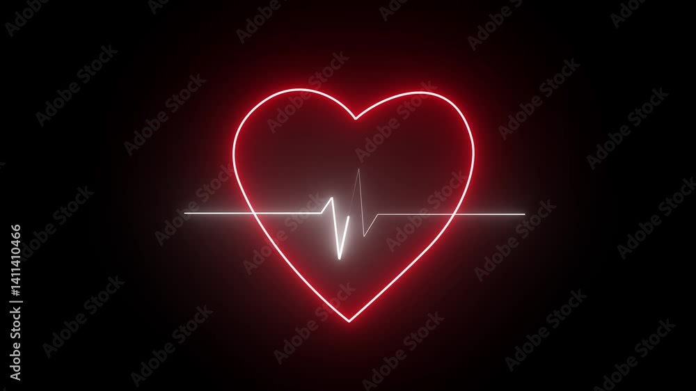abstract glowing neon Heart and cardiogram, heart with heartbeat icon animation. heartbeats icon animated on black background. heartbeat pulse icon animated. abstract glowing neon Heart and cardiogram, heart with heartbeat icon animation. heartbeats icon animated on black background. heartbeat pulse icon animated.