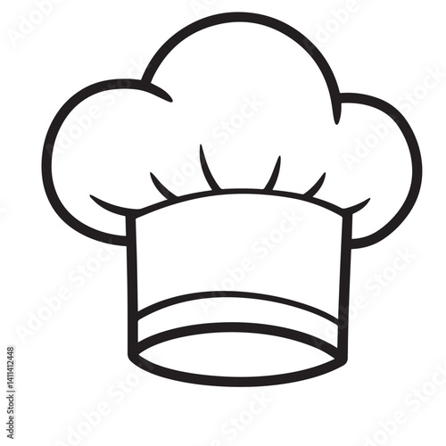 chef hat with spoon Kitchen icon vector coloring page bold black line art Silhouette
