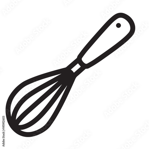 whisk isolated on white Kitchen icon vector coloring page bold black line art Silhouette
