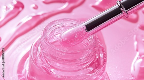 Pink Lip Gloss in Jar with Brush Applicator
