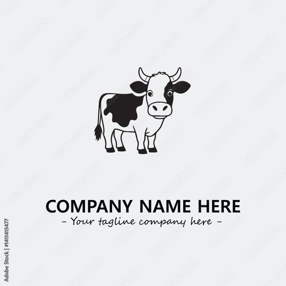 Cow illustration black and white for logo company vector image
Cow illustration black and white for logo company vector image