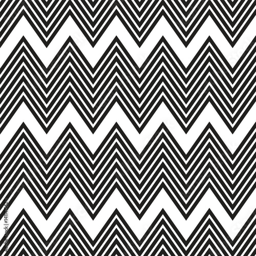 simple abstract black colour horizontal semless zig zag pattern with white background use in textile