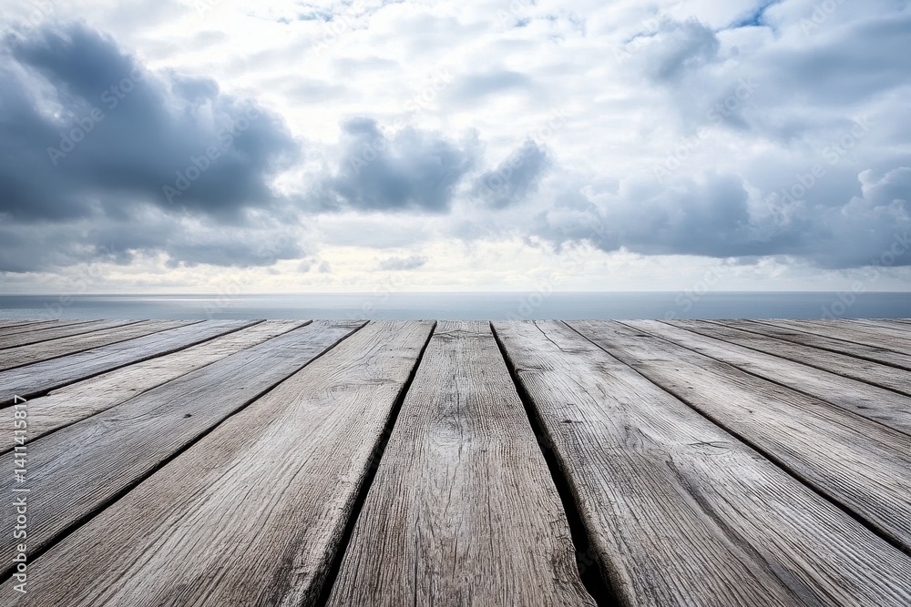 Wooden deck overlooking the sea Wooden deck overlooking the sea