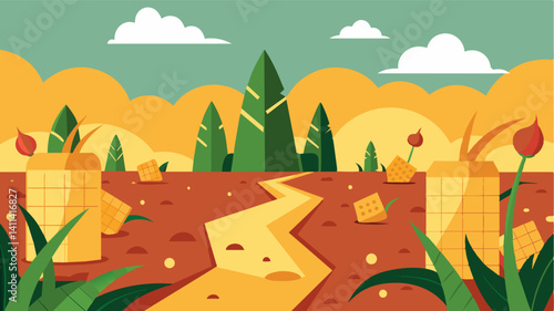 The crops that had been just days away from harvest were now destroyed a cruel reminder of how quickly nature can change its course.. Vector illustration