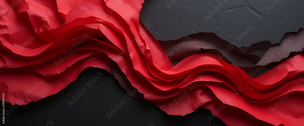 Obraz premium Abstract Layered Black and Red Paper Texture on White Background