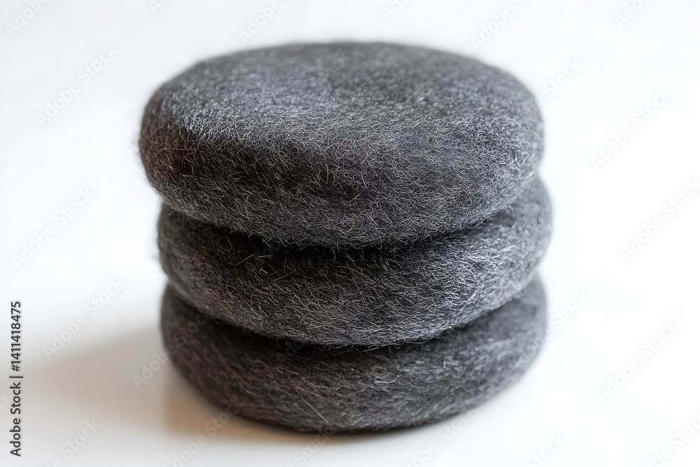 Close-up of a grey wool ball isolated on white background, textured fiber material for knitting or crafting Close-up of a grey wool ball isolated on white background, textured fiber material for knitting or crafting