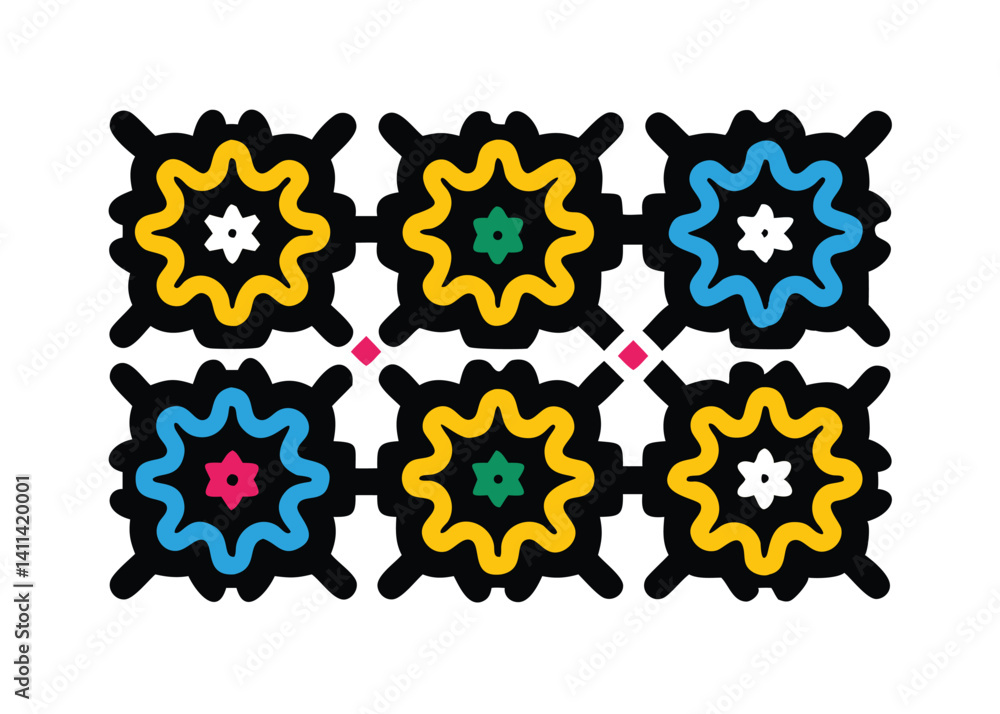 Memphis-Style Pattern with Islamic Motifs – Bold Geometric and Tessellated Design